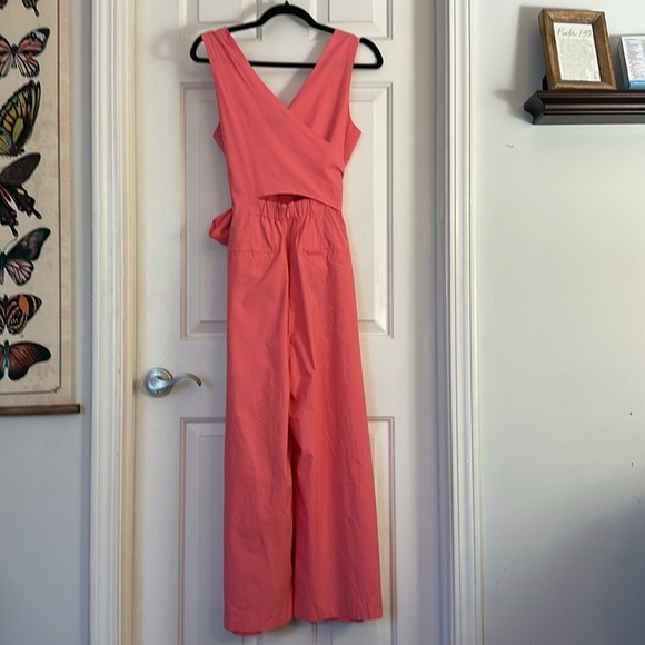 J.Crew Pink Wrap Tie Stretch Poplin cotton Jumpsuit size 6 - Picture 5 of 8